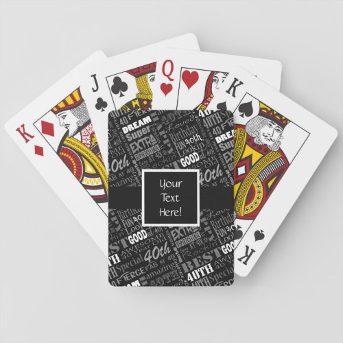 Special 40th Birthday Party Personalized Monogram Poker Cards