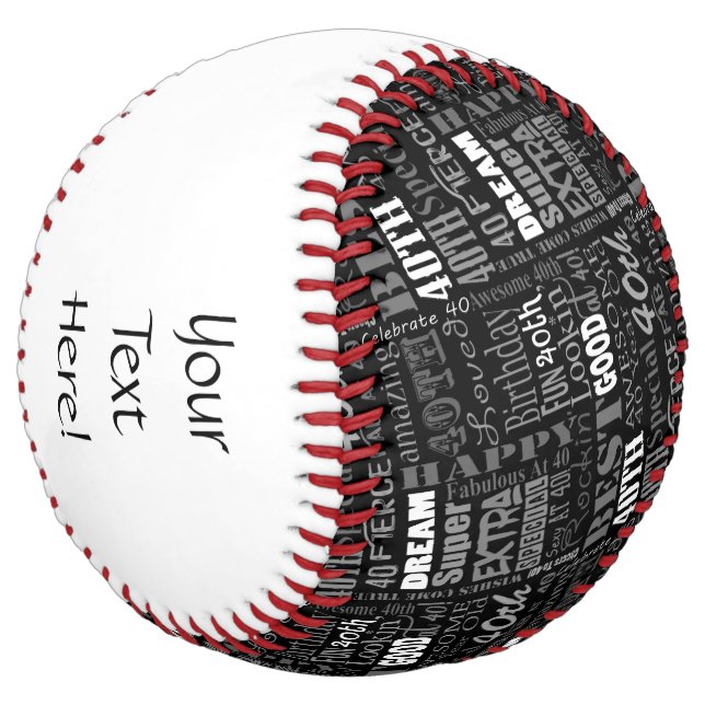Special 40th Birthday Party Personalized Monogram Softball (Angled)