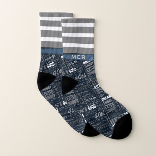 Special 40th Birthday Party Photo Monogram Socks