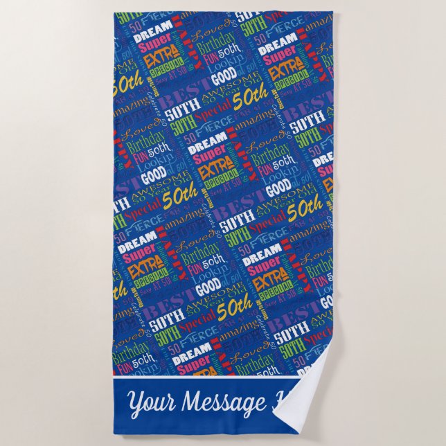 Special 50th Birthday Party Personalized Gifts Beach Towel (Front)