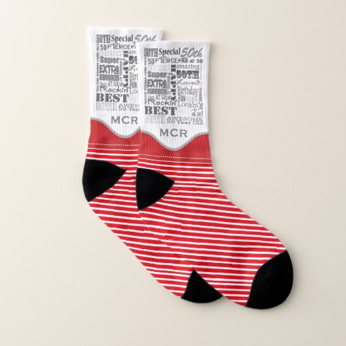 Special 50th Birthday Party Photo Monogram Socks