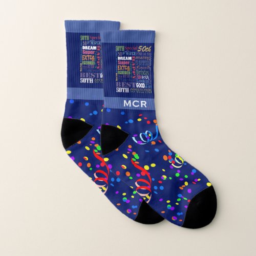 Special 50th Birthday Party Photo Monogram Socks