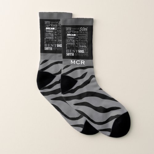 Special 50th Birthday Party Photo Monogram Socks