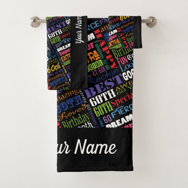 Special 60th Birthday Party Personalized Gifts Bath Towel Set (Insitu)