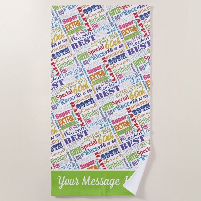 Special 60th Birthday Party Personalized Gifts Beach Towel (Front)