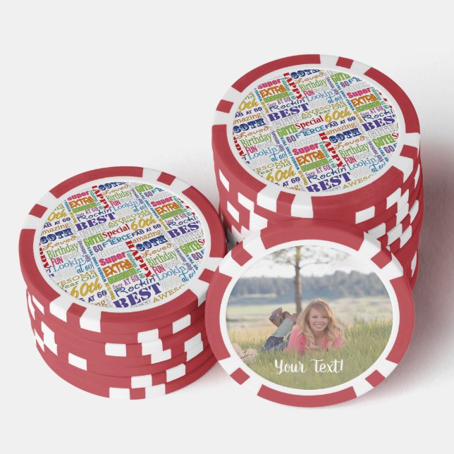 Special 60th Birthday Party Personalized Monogram Poker Chips (Stack)