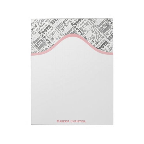Special 70th Birthday Party Personalized Gifts Notepad