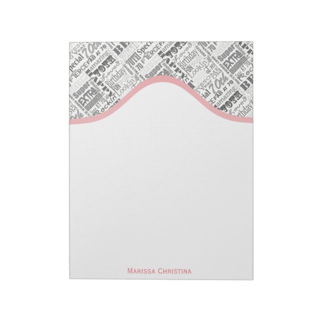 Special 70th Birthday Party Personalized Gifts Notepad (Rotated)