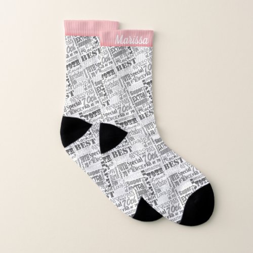 Special 70th Birthday Party Photo Monogram Socks