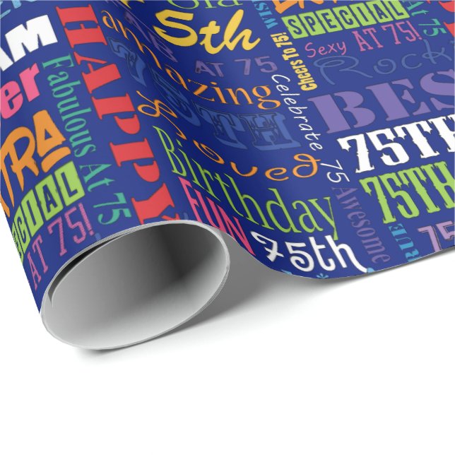 Special  75th Birthday Party Personalized Monogram Wrapping Paper (Roll Corner)
