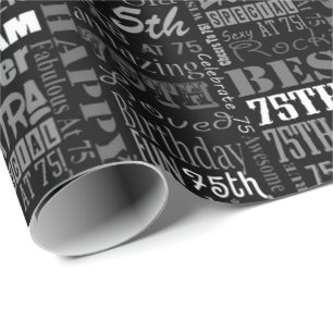 Special  75th Birthday Party Personalized Monogram Wrapping Paper