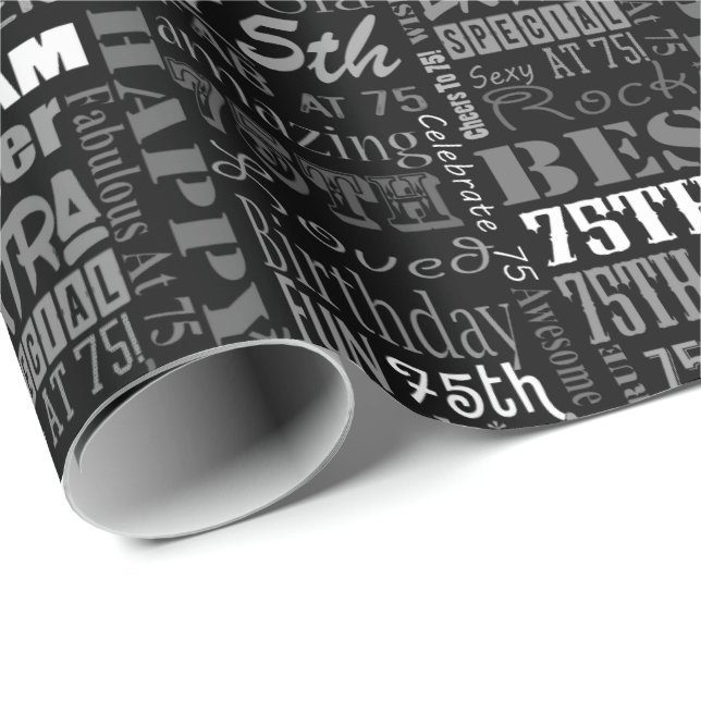 Special  75th Birthday Party Personalized Monogram Wrapping Paper (Roll Corner)