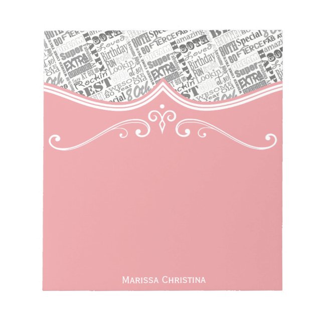 Special  80th Birthday Party Personalized Gifts Notepad (Front)
