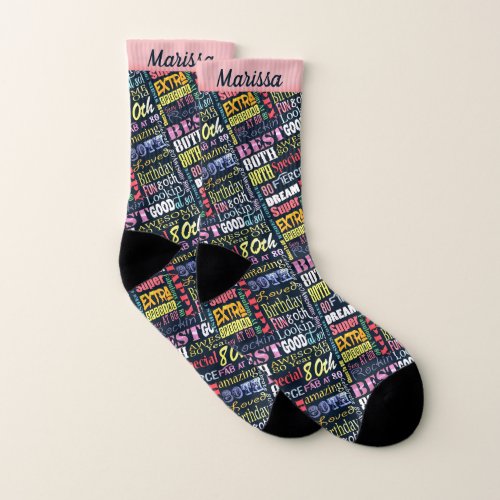 Special  80th Birthday Party Photo Monogram Socks