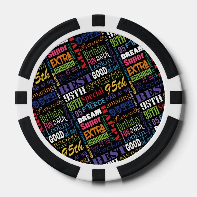 Special 95th Birthday Party Personalized Monogram Poker Chips (Front)