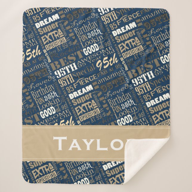 Special 95th Birthday Party Photo Monogram Sherpa Blanket (Front)