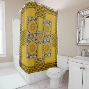 Special African Print Sunflower Golden Design Shower Curtain