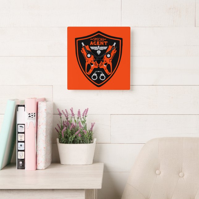 Special Agent Kid Square Wall Clock (Reading Room)