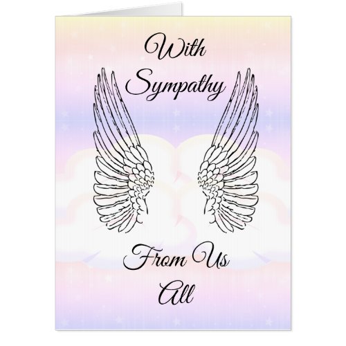 Special angel wings with sympathy card from us all