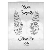 Special angel wings with sympathy card from us all