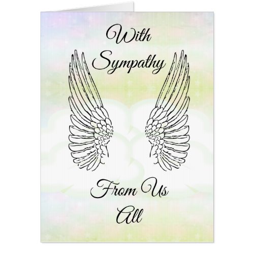 Special angel wings with sympathy card from us all