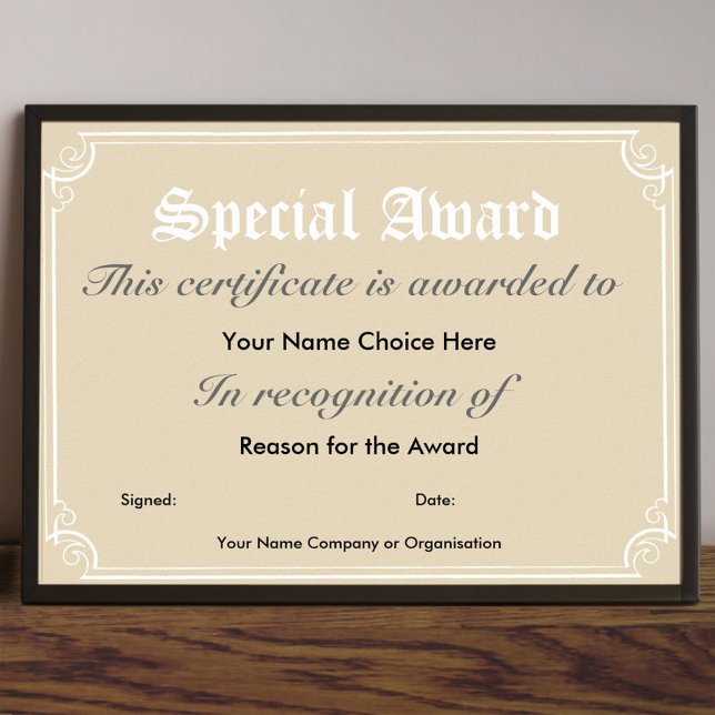 Special Award Certificate Poster (Creator Uploaded)