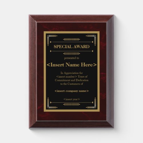 Special Award Plaque