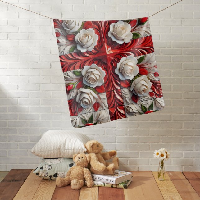 Special baby blanket with English Roses Design (In Situ)