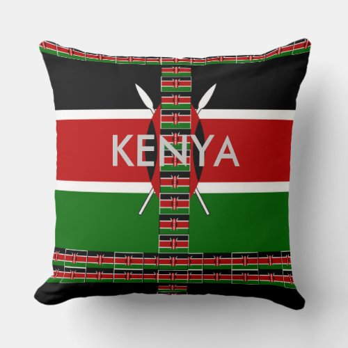 Special Beautiful Kenyan National Flag Colors Throw Pillow