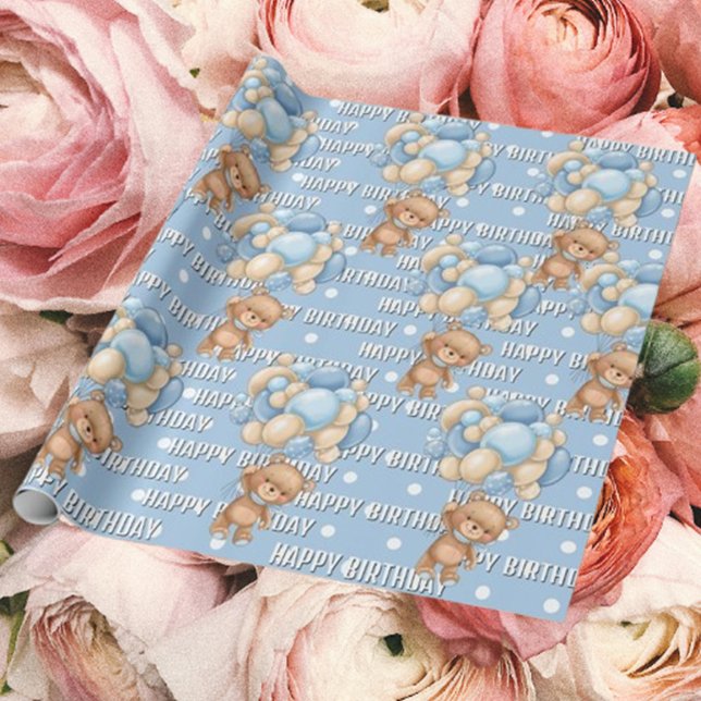 Special Birthday Gift  Wrapping Paper (Delight in our adorable watercolor teddy bear wrapping paper!)