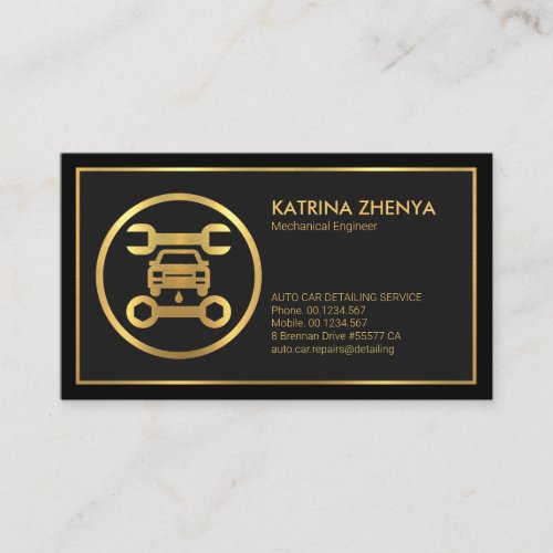 Special Black Grey Gold Frame Car Care Business Card