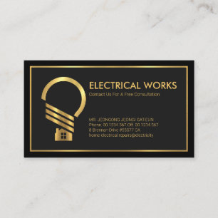 Special Black Grey Gold Frame Electrical Business Card