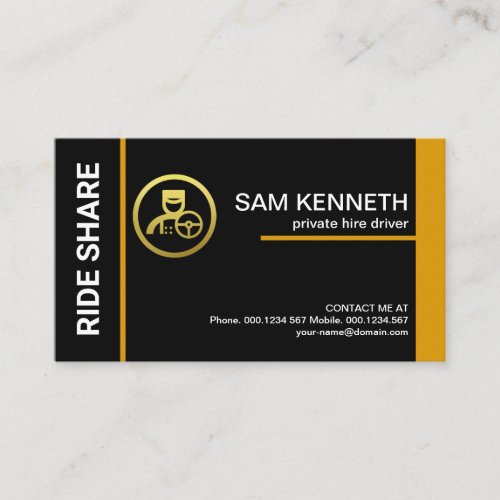 Special Black Yellow Lines Ride Share Driver Business Card