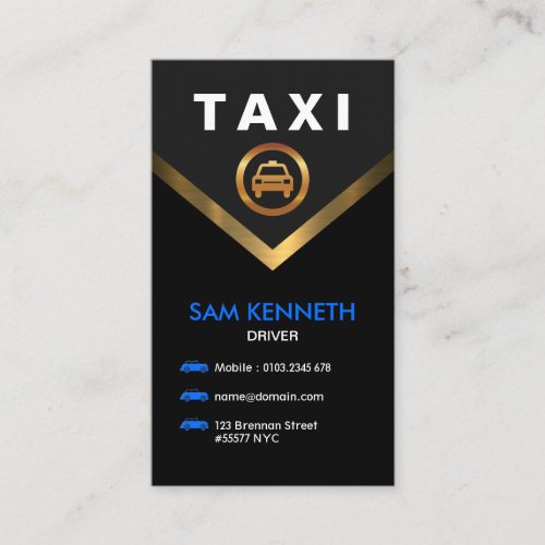Special Blue Buttons V_Collar Gold Taxi Service Business Card
