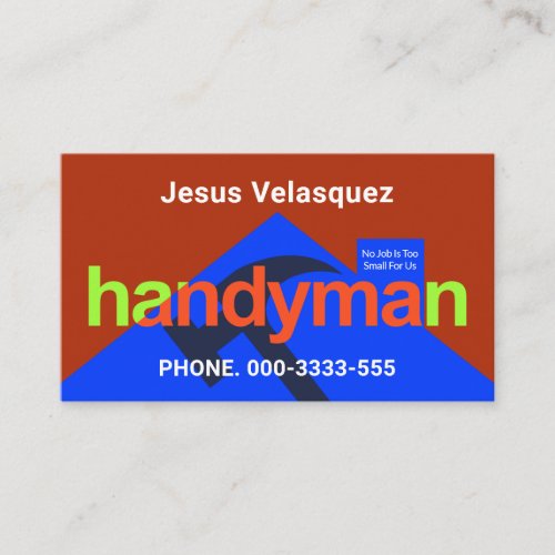 Special Blue Hammer Roof Handyman Business Card