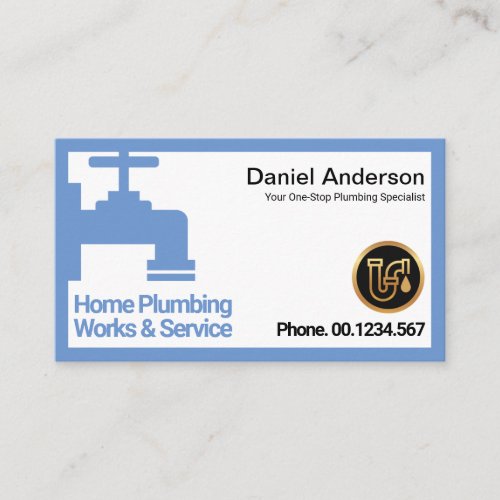 Special Blue Water Faucet Frame Plumber Service Business Card