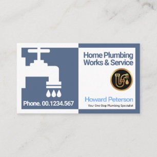 Special Blue White Water Frame Plumber Faucet Business Card