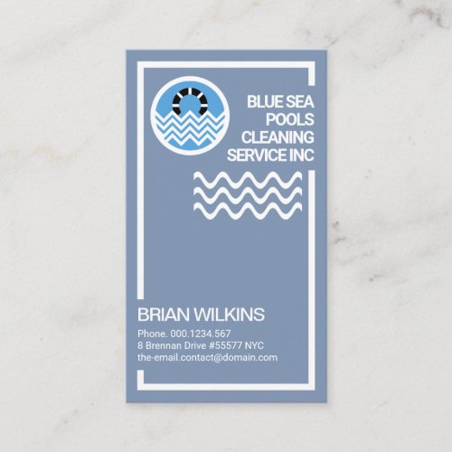 Special Border Frame Water Wave Pool Maintenance Business Card