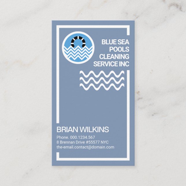 Special Border Frame Water Wave Pool Maintenance Business Card (Front)