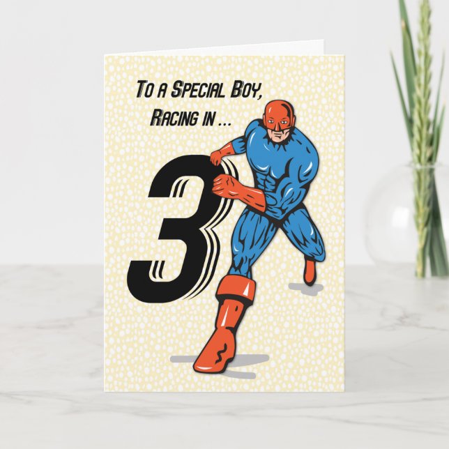 Special Boy 3rd Birthday Superhero Card (Front)