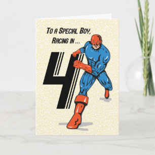 Special Boy 4th Birthday Superhero Card