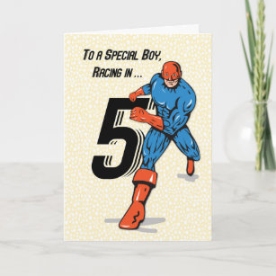 Special Boy 5th Birthday Superhero Card