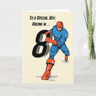 Special Boy 8th Birthday Superhero Card