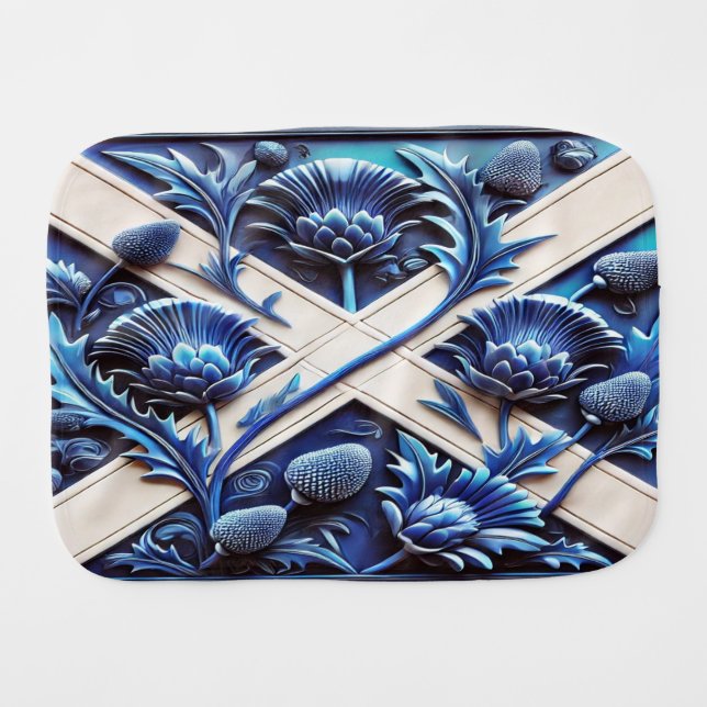 Special burp cloth with Scottish Thistles  (Front Horizontal)