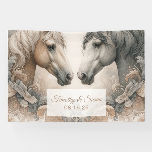 Special Captivating Horses Wedding Banner (Horizontal)