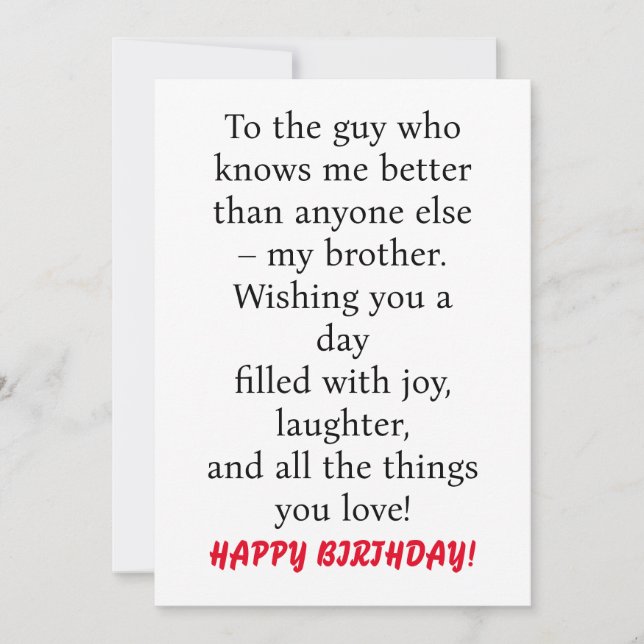 SPECIAL CARD FOR SPECIAL BROTHER'S BIRTHDAY (Front)