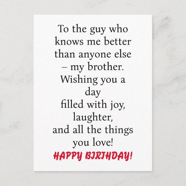 SPECIAL CARD FOR SPECIAL BROTHER'S BIRTHDAY (Front)