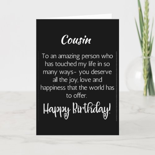 SPECIAL CARD FOR SPECIAL COUSINS BIRTHDAY
