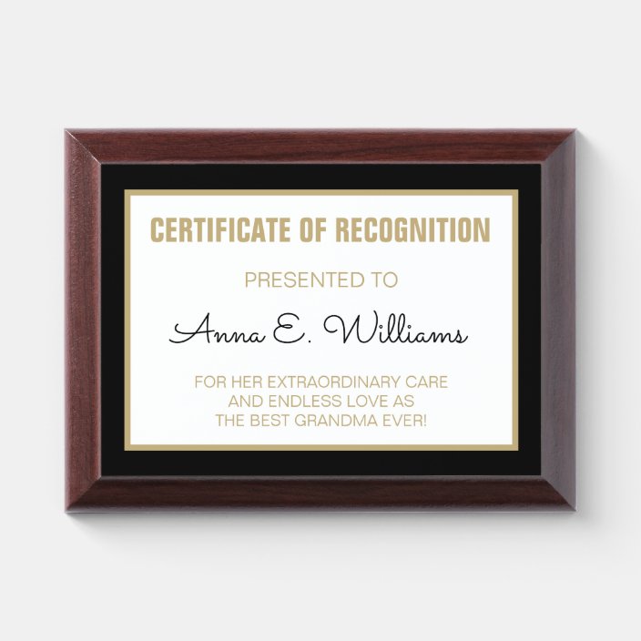 Special Certificate! Best Grandma Award plaque