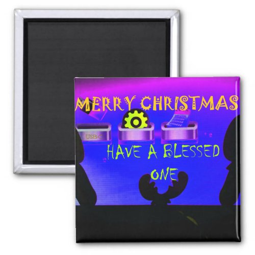 Special Christmas Aurora Reindeer Silhouette Magnet